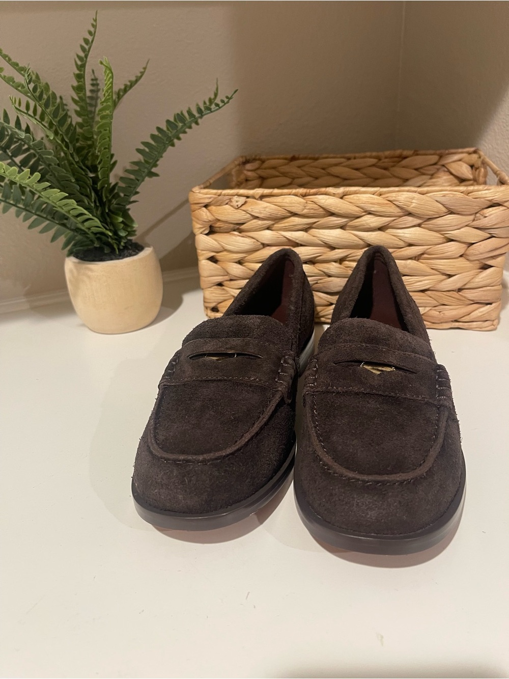 Madewell Dark Brown Suede Penny Loafers - Picture 3 of 5